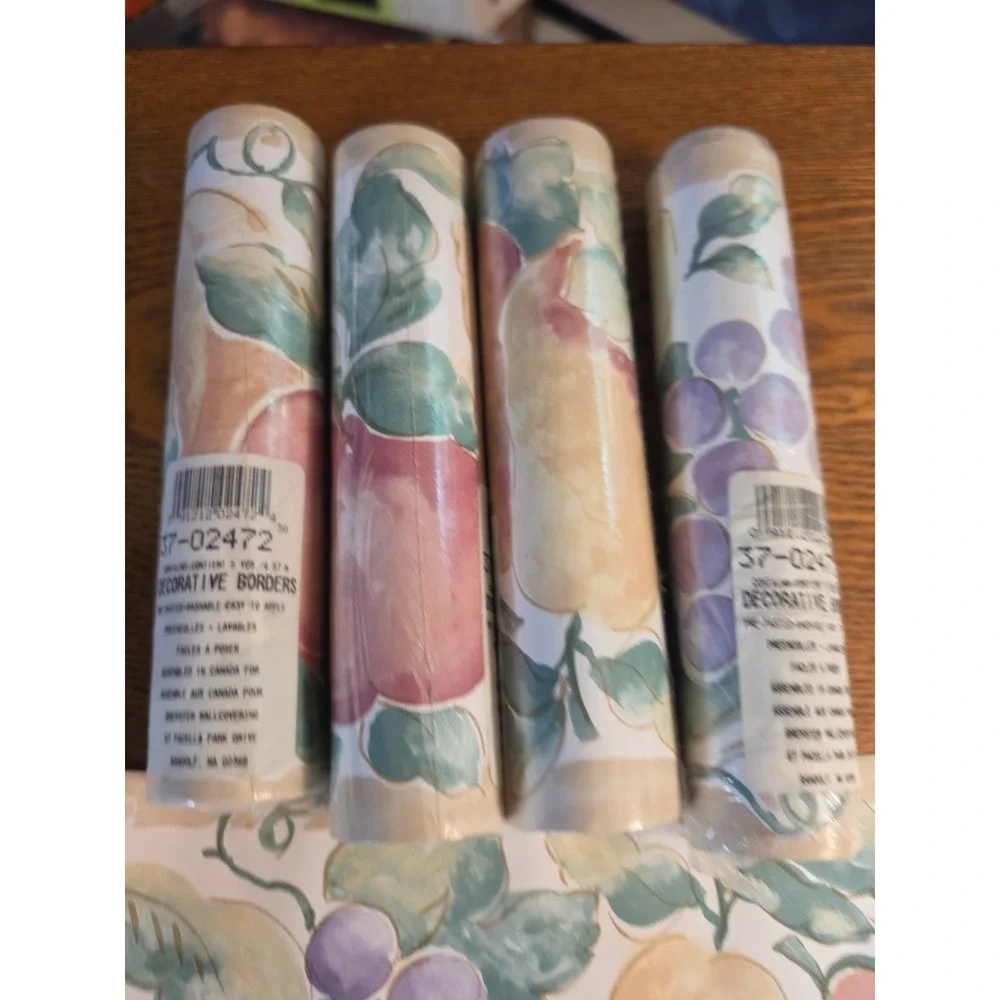 Vtg Nos 4 Rolls Vintage Wall Border Sunworthy Apples Pears Grapes